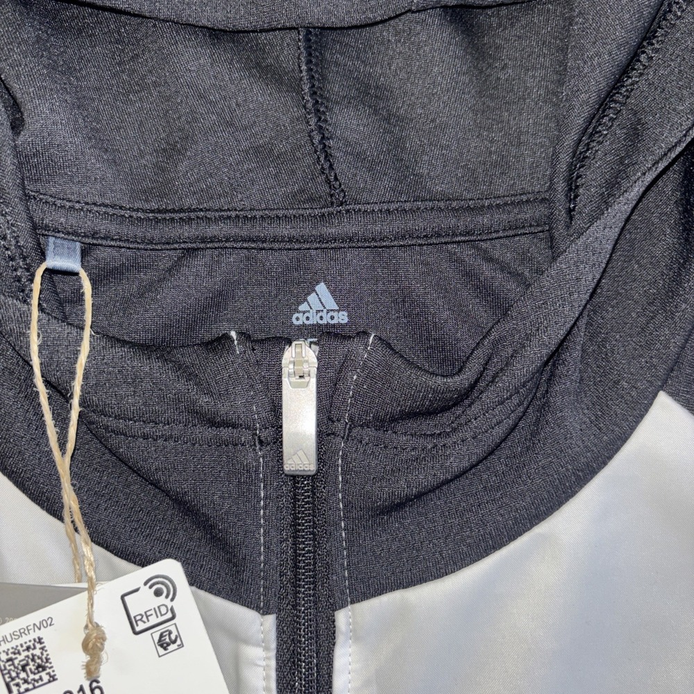 Adidas Golf G Anorak Girls XL Full Zip Hooded Jacket Black White HA8016 NWT - Picture 3 of 5